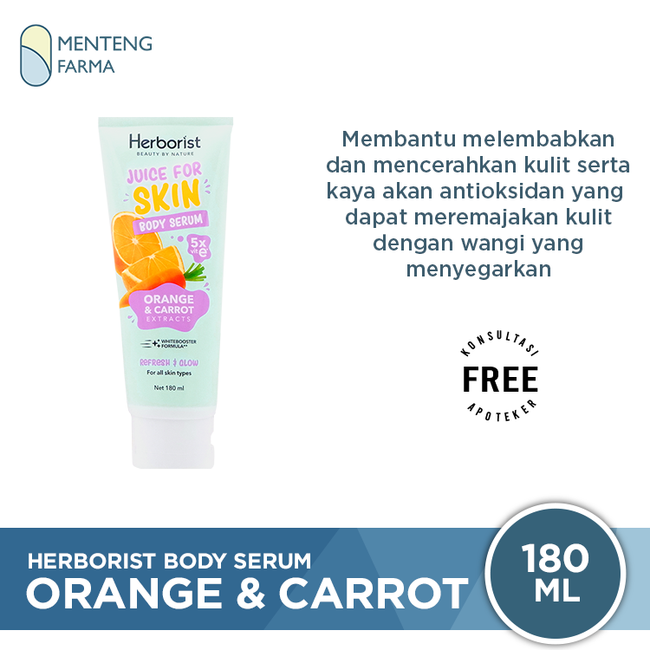 Herborist Juice For Skin Body Serum Orange & Carrot 180 mL - Melembabkan dan Mencerahkan Kulit - Menteng Farma