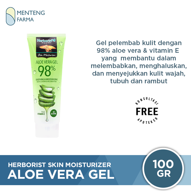 Herborist Skin Moisturizer Aloe Vera Gel Tube 100 Gr - Melembabkan dan Menyejukkan Kulit - Menteng Farma