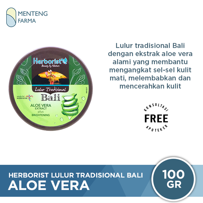 Herborist Lulur Tradisional Bali Aloe Vera 100 Gr - Mengangkat Sel Kulit Mati dan Mencerahkan Kulit - Menteng Farma