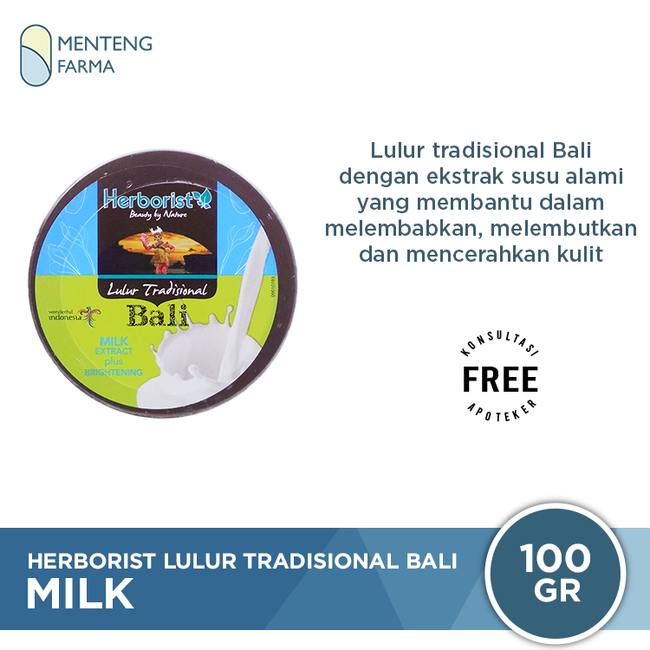 Herborist Lulur Tradisional Bali Milk 100 Gr - Melembabkan dan Mencerahkan Kulit - Menteng Farma