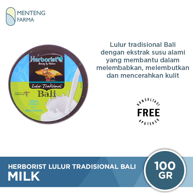 Herborist Lulur Tradisional Bali Milk 100 Gr - Melembabkan dan Mencerahkan Kulit - Menteng Farma