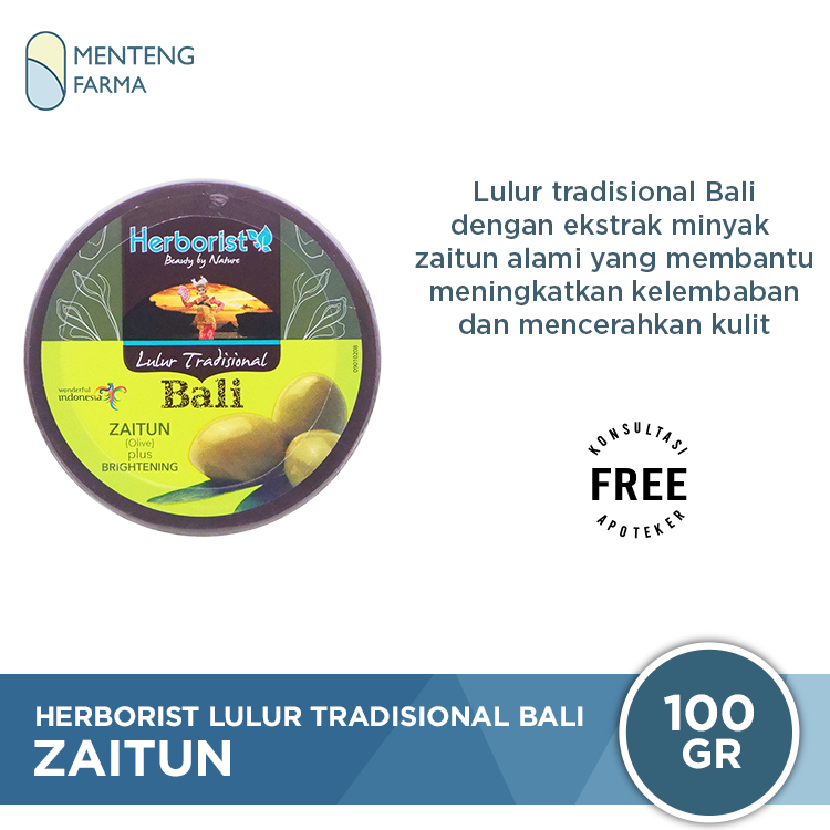 Herborist Lulur Tradisional Bali Zaitun 100 Gr - Melembabkan dan Mencerahkan Kulit - Menteng Farma