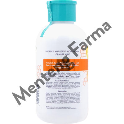 Secret Clean Propolis Antiseptic Mouthwash Orange Mint 150 mL - Obat Kumur Antiseptik - Menteng Farma