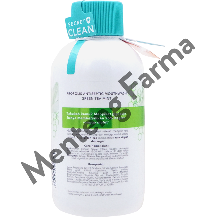 Secret Clean Propolis Antiseptic Mouthwash Green Tea Mint 150 mL - Obat Kumur Antiseptik - Menteng Farma