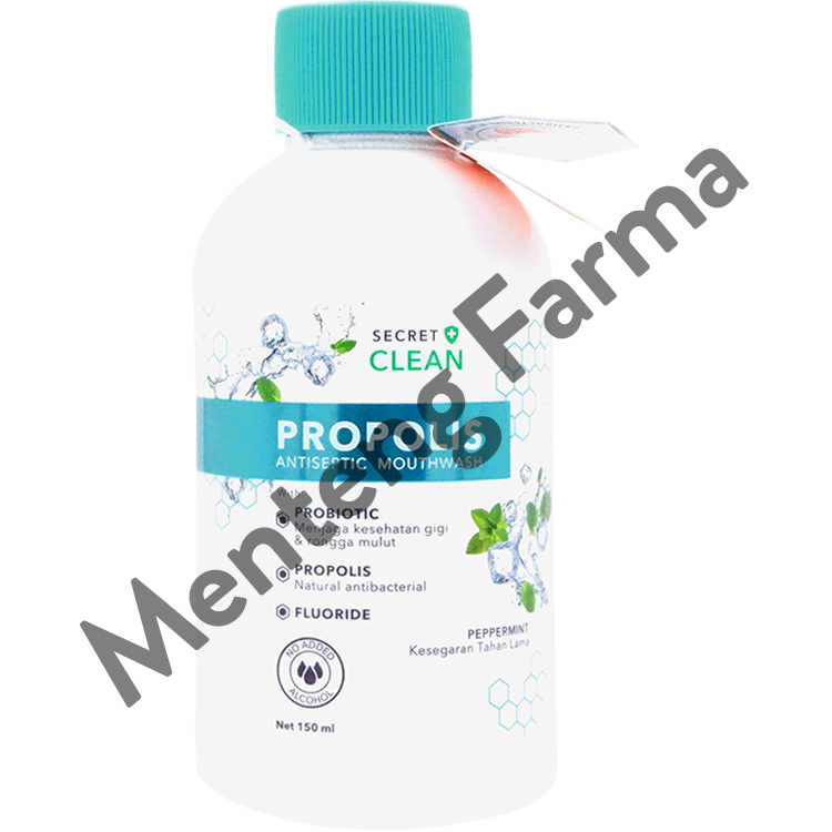 Secret Clean Propolis Antiseptic Mouthwash Peppermint 150 mL - Obat Kumur Antiseptik - Menteng Farma