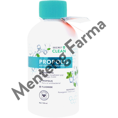 Secret Clean Propolis Antiseptic Mouthwash Peppermint 150 mL - Obat Kumur Antiseptik - Menteng Farma