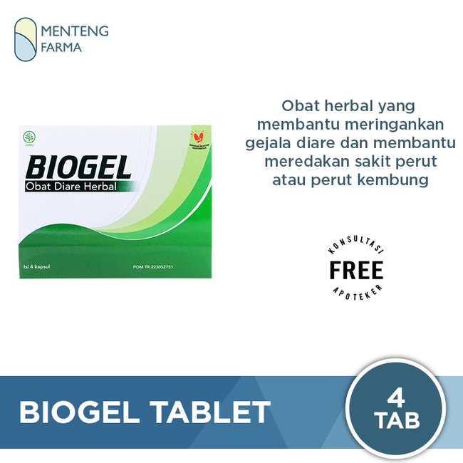 Biogel 4 Tablet - Obat Diare Herbal - Menteng Farma