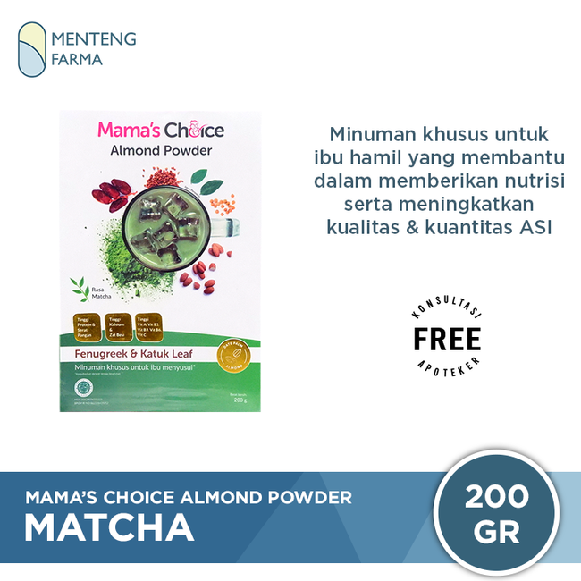 Mama's Choice Almond Powder Matcha - Minuman Bubuk Pelancar ASI - Menteng Farma