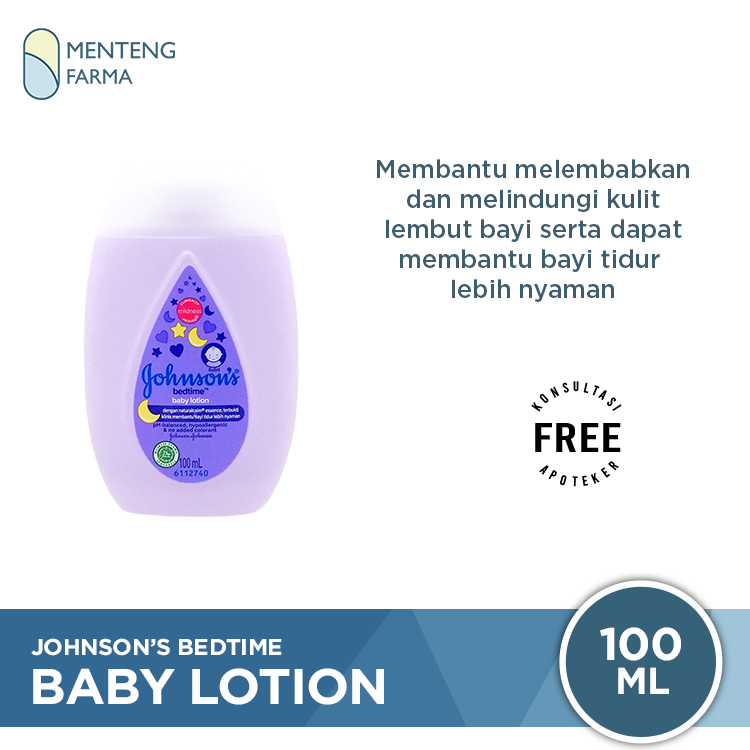 Johnson's Bedtime Baby Lotion 100 mL - Melembabkan & Menenangkan Bayi Sebelum Tidur - Menteng Farma