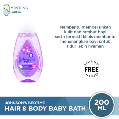 Johnson's Bedtime Hair & Body Baby Bath 200 mL - Menenangkan Bayi Sebelum Tidur - Menteng Farma