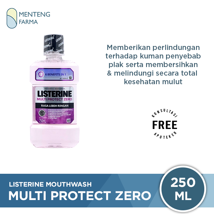 Listerine Multi Protect Zero Mouthwash 250 mL - Obat Kumur Antiseptik