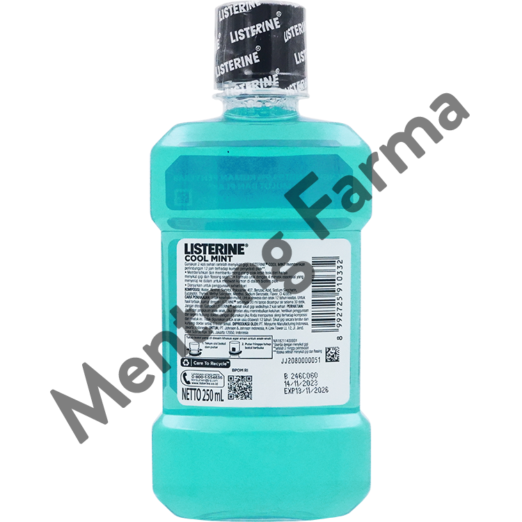 Listerine Cool Mint Mouthwash 250 mL - Menyegarkan Nafas & Melawan Kuman Penyebab Bau Mulut