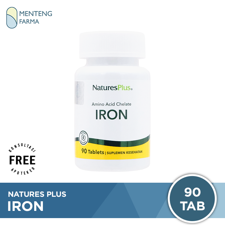 Natures Plus Iron 90 Tablet - Suplemen Zat Besi, Anemia, dan Kelelahan