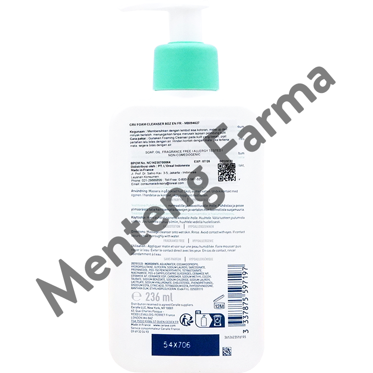 Cerave Foaming Cleanser 236 ml - Pembersih Wajah Tanpa Rasa Kering