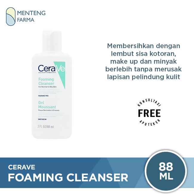 Cerave Foaming Cleanser 88 ml - Pembersih Wajah Tanpa Rasa Kering