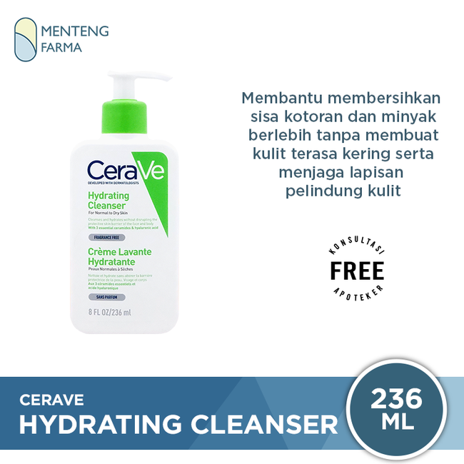 Cerave Hydrating Cleanser 236 ml - Pembersih Wajah yang Menghidrasi Kulit