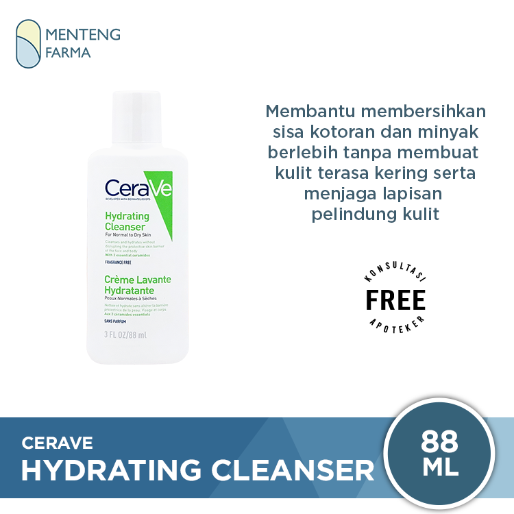 Cerave Hydrating Cleanser 88 ml - Pembersih Wajah yang Menghidrasi Kulit