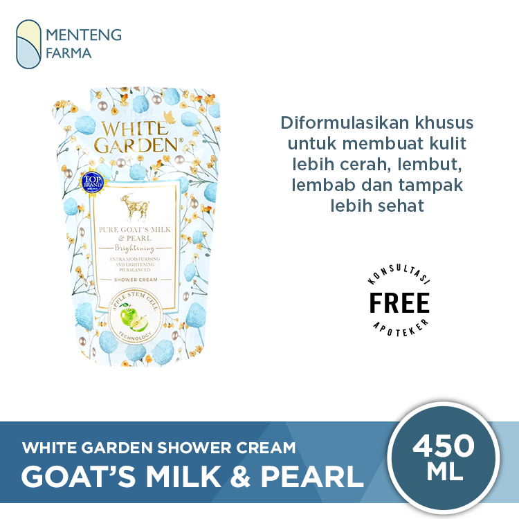 White Garden Shower Cream 450 ml Pure Goat's Milk & Pearl - Melembabkan dan Mencerahkan Kulit