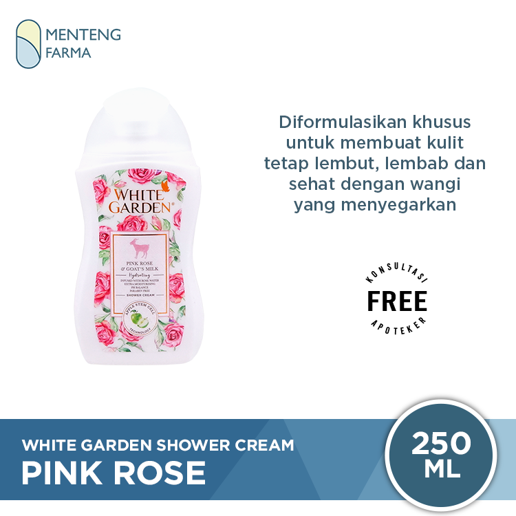 White Garden Shower Cream 250 ml Pink Rose - Melembabkan dan Menyegarkan Kulit