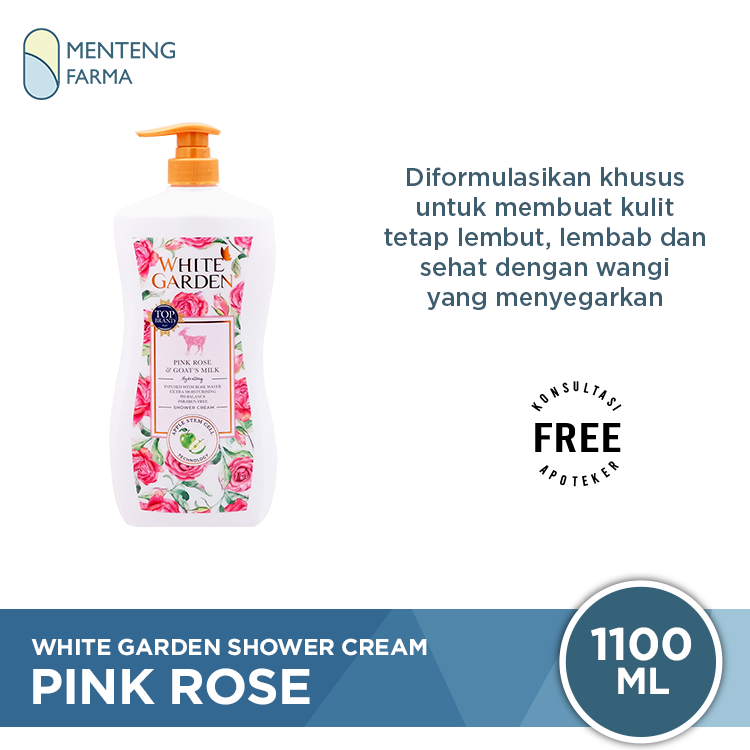 White Garden Shower Cream 1100 ml Pink Rose - Melembabkan dan Menyegarkan Kulit