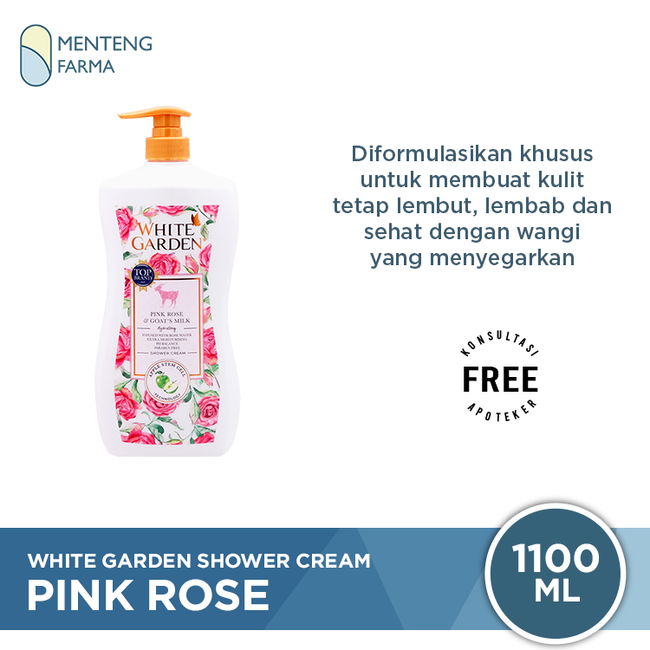 White Garden Shower Cream 1100 ml Pink Rose - Melembabkan dan Menyegarkan Kulit