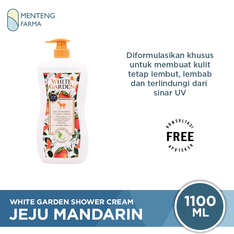 White Garden Shower Cream 1100 ml Jeju Mandarin - Melembutkan dan Melembabkan Kulit