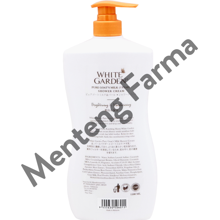 White Garden Shower Cream 1100 ml Pure Goat's Milk & Pearl - Melembabkan dan Mencerahkan Kulit