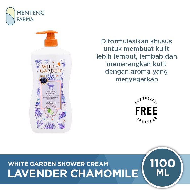 White Garden Shower Cream 1100 ml Lavender Chamomile - Melembabkan dan Menenangkan Kulit