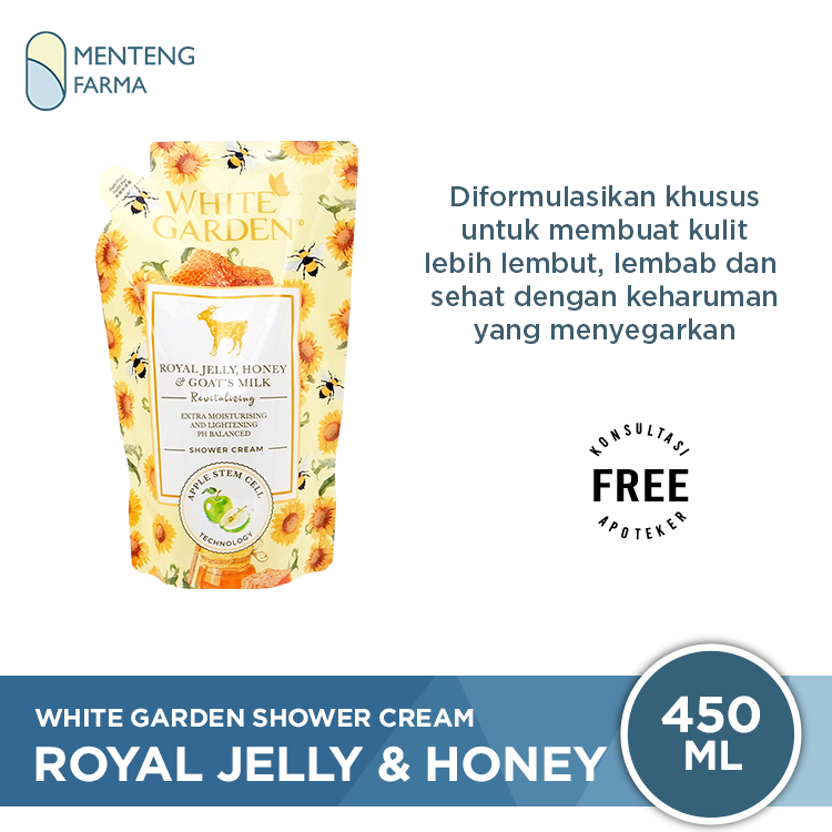 White Garden Shower Cream 450 ml Royal Jelly & Honey - Melembabkan dan Melembutkan Kulit