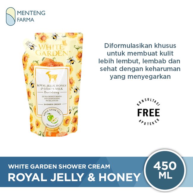 White Garden Shower Cream 450 ml Royal Jelly & Honey - Melembabkan dan Melembutkan Kulit