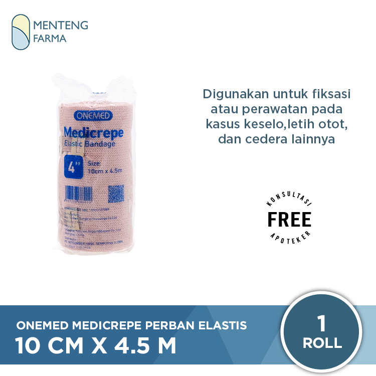 Perban Raket Onemed Medicrepe Perban Elastis 10 cm x 4.5 m - Melindungi Cedera – Apotek
