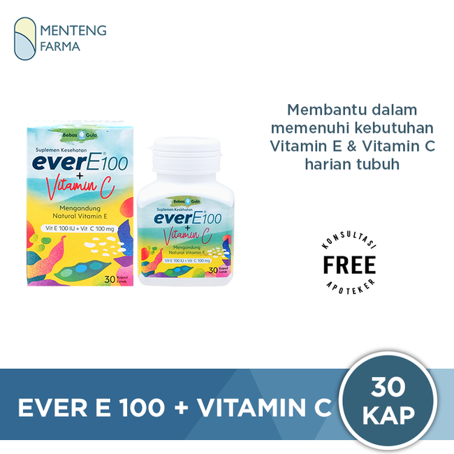 Ever E 100 + Vitamin C 30 Kapsul - Suplemen Vitamin E dan C