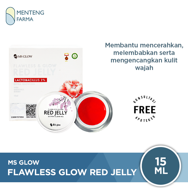 Ms Glow Flawless Glow Red Jelly 15 mL - Gel Pencerah dan Pelembap Wajah