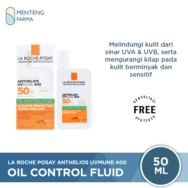 La Roche Posay Anthelios UVmune 400 Oil Control Fluid 50 mL - Sunscreen untuk Kulit Berminyak