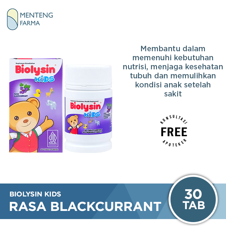 Biolysin Kids Rasa Blackcurrant 30 Tablet Kunyah - Tablet Multivitamin Anak