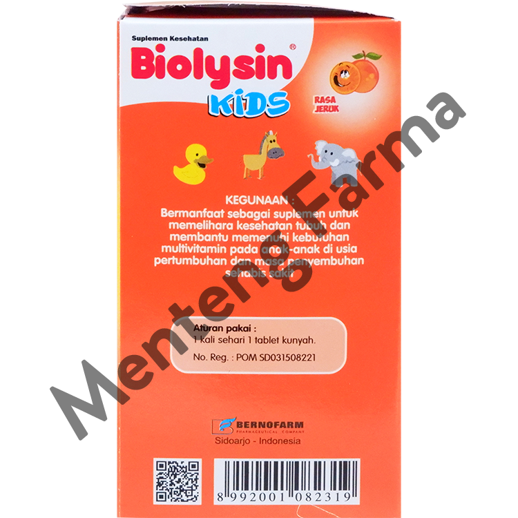 Biolysin Kids Rasa Jeruk 30 Tablet Kunyah - Tablet Multivitamin Anak