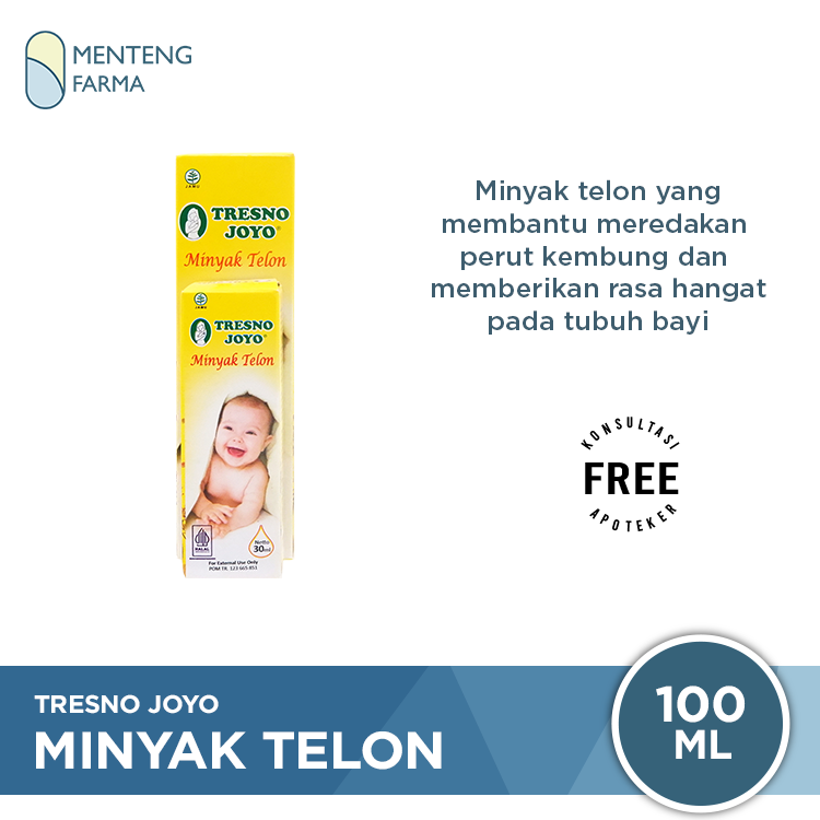 Minyak telon Tresno Joyo 100 mL Free 30 mL - Meredakan Kembung pada Bayi