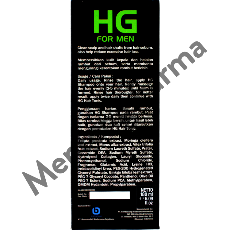 HG For Men Shampoo 180 ML - Perawatan Kulit Kepala, Menutrisi dan Mencegah Rambut Rontok