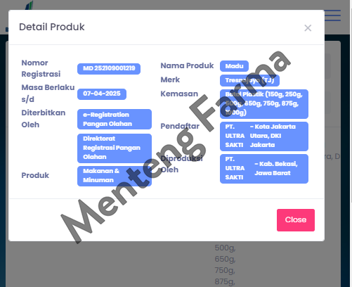 Madu TJ Murni 500 Gr - Memelihara Kesehatan Tubuh