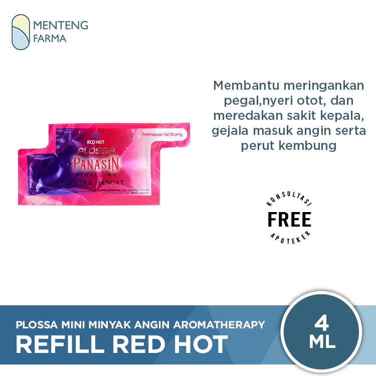 Plossa Mini Refill Red Hot 4 mL - Meredakan Pegal-Pegal dan Masuk Angin