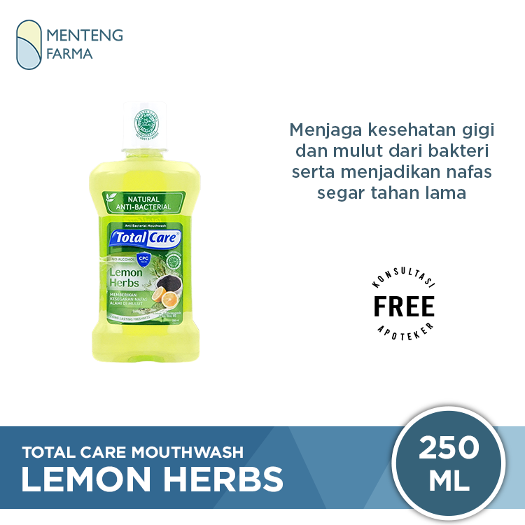 Total Care Mouthwash Lemon Herbs 250 mL - Obat Kumur Penyegar Nafas