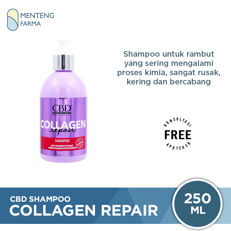 CBD Collagen Repair Shampoo 250 mL - Shampoo Rambut Rusak, Kering dan Bercabang