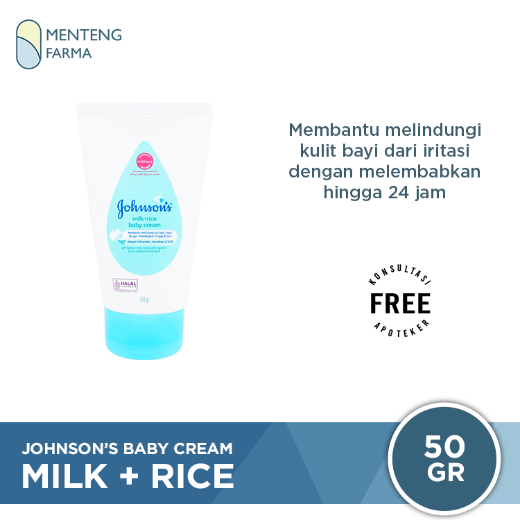 Johnson's Baby Cream Milk + Rice 50 Gr - Melindungi Kulit Dari Iritasi