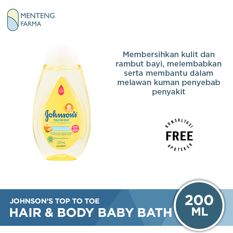 Johnson's Baby Top To Toe Hair & Body Baby Bath 200 mL - Melembabkan Kulit Bayi