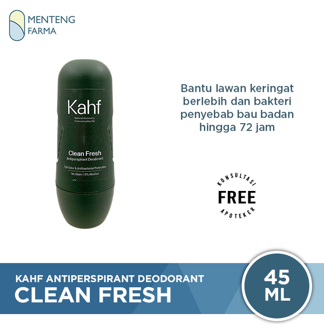 Kahf Clean Fresh Antiperspirant Deodorant 45 mL - Melawan Bakteri Penyebab Bau Badan