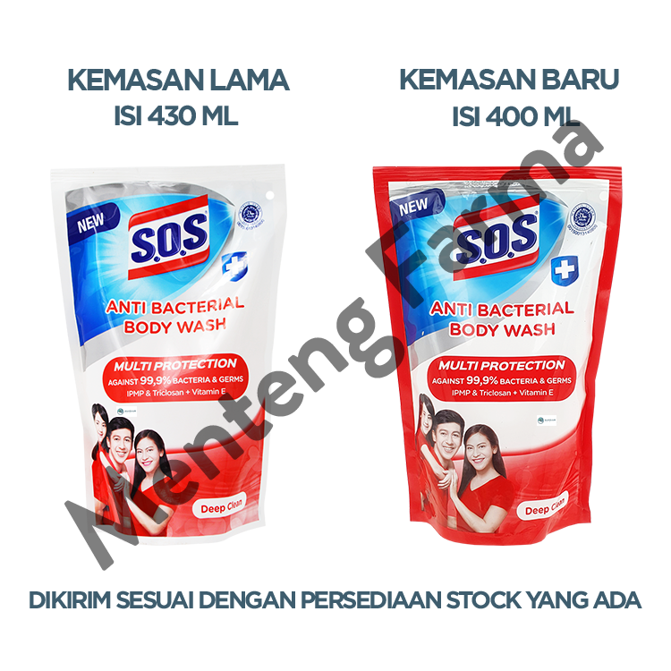 SOS Anti Bacterial Body Wash Deep Clean 400 mL - Sabun Mandi Cair