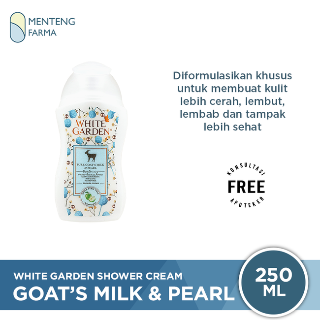 White Garden Shower Cream 250 ml Pure Goat's Milk & Pearl - Melembabkan dan Mencerahkan Kulit