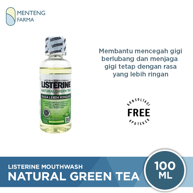 Listerine Natural Green Tea Mouthwash 100 mL - Membantu Mencegah Gigi Berlubang