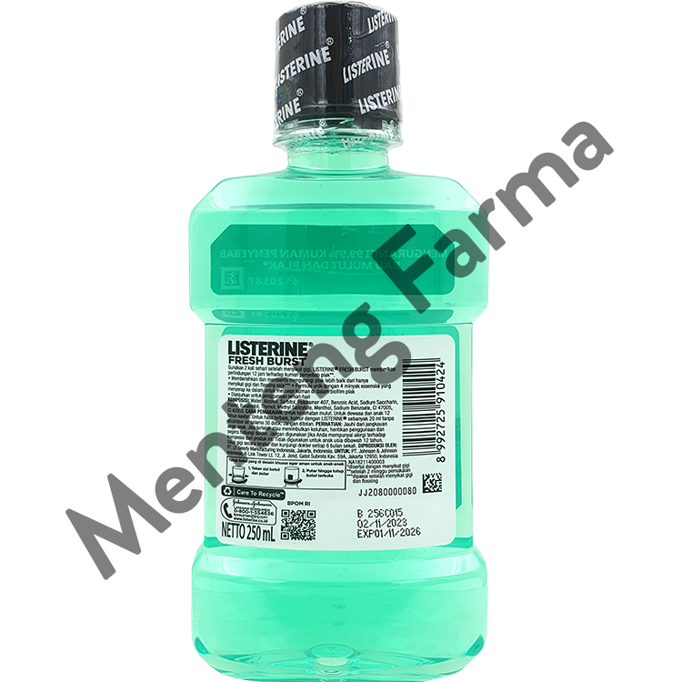 Listerine Fresh Burst Mouthwash 250 mL - Melawan Kuman Penyebab Bau Mulut & Plak