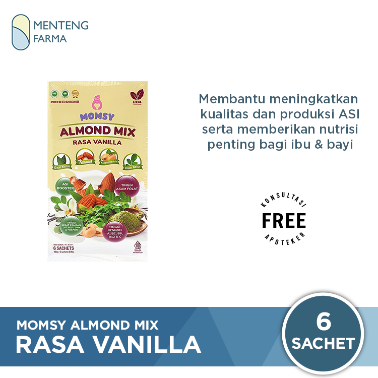 Momsy Almond Mix Vanilla 6 Sachet - Susu Pelancar ASI